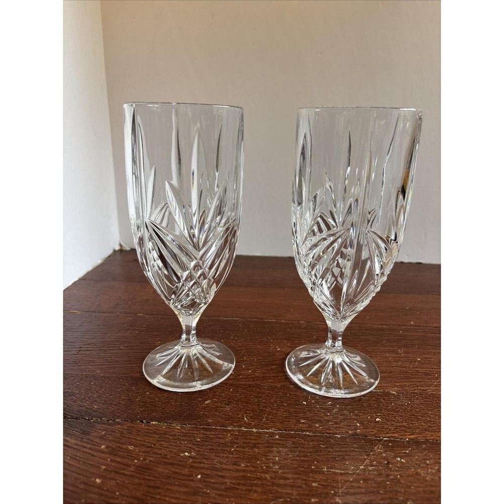 Vintage Shannon Godinger Milano 24% Lead Crystal Iced Tea Glasses 7‎ 7/8" Set 2